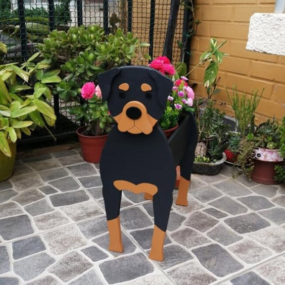 Dog-Shaped Succulent Flower Pot, Wooden Cute Animal Planter Storage Container, Pet Shaped Garden Decor Pot, Cartoon Dog Planter for Succulents, Flower Pot Ornament, Decorative Dog Storage Container