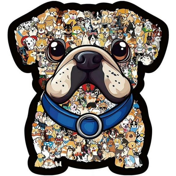 Dog Shaped Wooden Jigsaw Puzzle for Adults, Cute Colored French Bulldog Wood Puzzles with Frame for Dog Lovers Home Decor