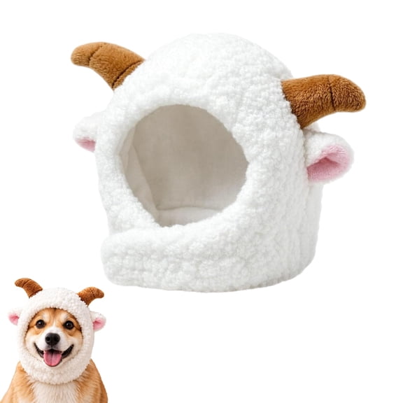 Dog Sheep Headband, Sheep Costume Hat For Dogs, Christmas Halloween Pet, Adorable Sheep Inspired Design, Fun For Holiday Occasions, Comfortable Pet Accessory