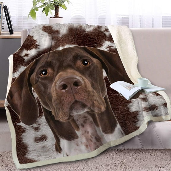 Dog Sherpa Blanket Soft Plush German Shorthair Sherpa Fleece Throw Blanket Pet and Dog Lovers Home Throw Blankets (Throw, 50 x 60 Inches)