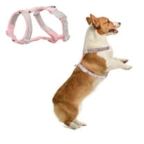 Dog Shining Rhinestone Harness, No Pull Adjustable Buckle D-Ring Harness for Small Medium Dog Pink XS Neck Girth 9-12in