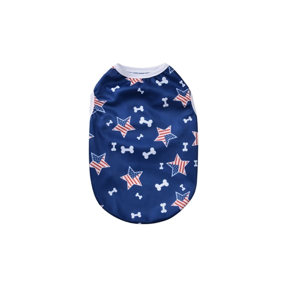 Dog Shirt, Flag, Mesh, Breathable Fabric, Dog, Independence Day Parades, Navy Blue, Large Breeds, Multiple Sizes, 1 Pc