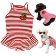 thumbnail image 1 of Dog Shirt Red Striped Skirt Pet Dress Clothes, Puppy T-Shirts Soft Costumes, Puppy Cherry Print Vest Outfits for Small Dogs and Cats Princess Dresses Girl Boy Clothing, 1 of 7