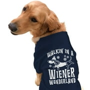 CRAZY DOG T-SHIRTS Dog Shirt Walkin In A Wiener Wonderland Tee Funny Christmas Puppy Shirt