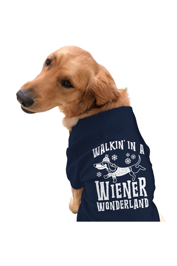 Dog Shirt Walkin In A Wiener Wonderland Tee Funny Christmas Puppy Shirt