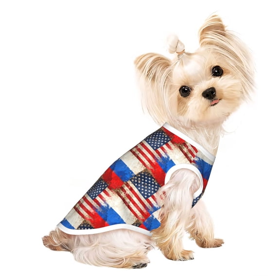 Dog Shirt for Small Dogs & Cats, Russian America Flag Puppy Clothes Breathable Pet T-Shirts Dog Apparel Large