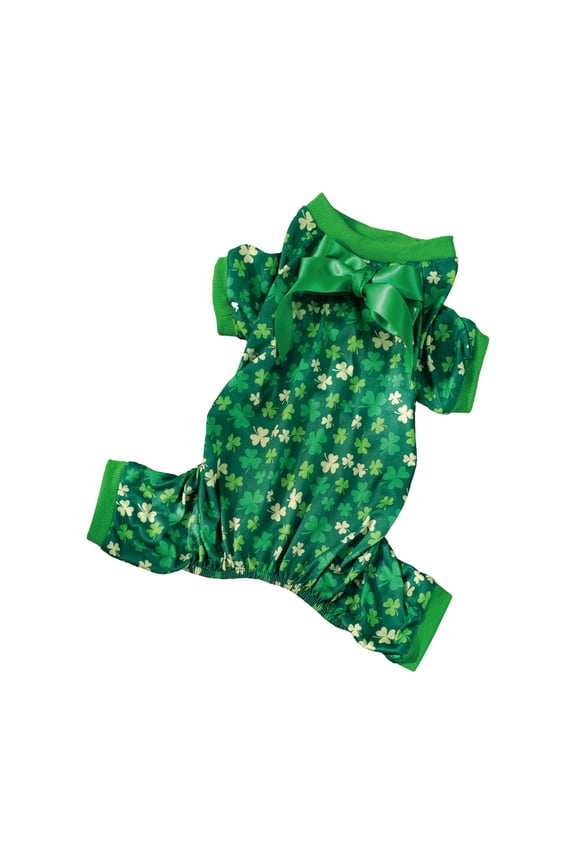 Dog Shirts for Medium Dogs Boy St. Patrick's Day Dog Pajamas Irish Themed Pet Outfit with and Shamrocks, Comfortable Four Legged Design for Small, Medium, and Large Dogs,L