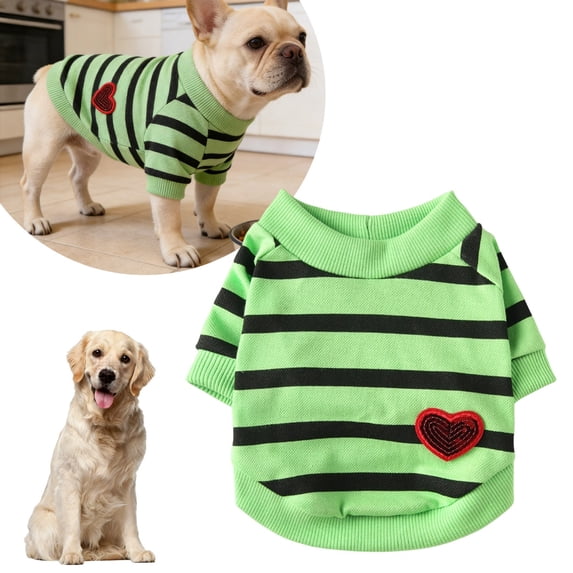 Dog Shirts for Medium Dogs, Striped T-Shirts Dog Vest Pet Clothes Tee Shirts Spring Summer Suitable for Small and Medium Large Pets French Bulldog Bichon, Green, XL