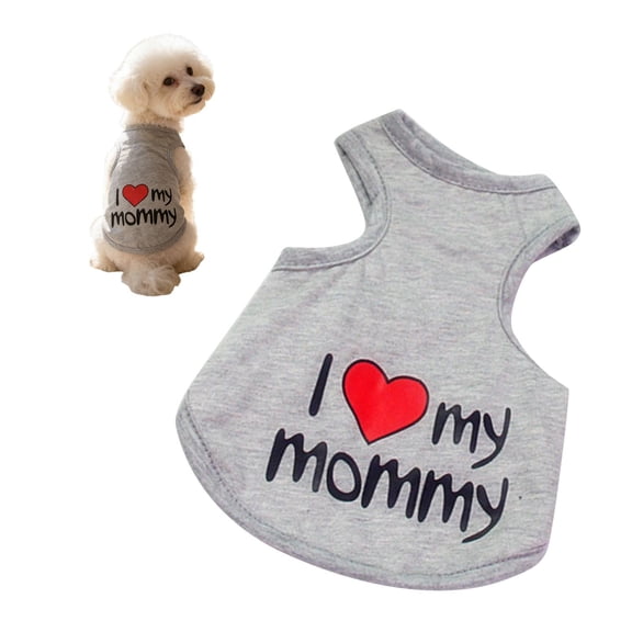Dog Shirts, Ongmies Stylish Puppy T Shirts, Cotton Sleeveless Dog Shirts – "I Love My Mommy" – Breathable, Stretchy Summer Pet Apparel for Small Dogs