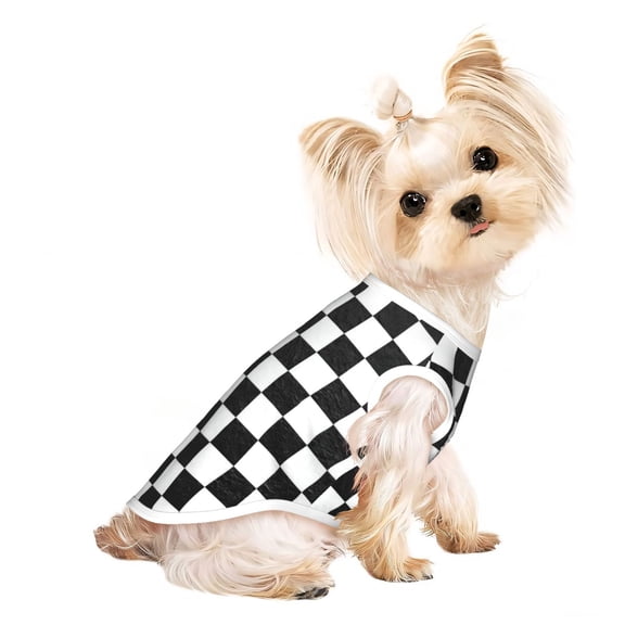 Dog Shirts Puppy Clothes Race Waving Checkered Flag Sleeveless Vests Pet T-Shirt for Cats Kittens and Small Dogs Medium