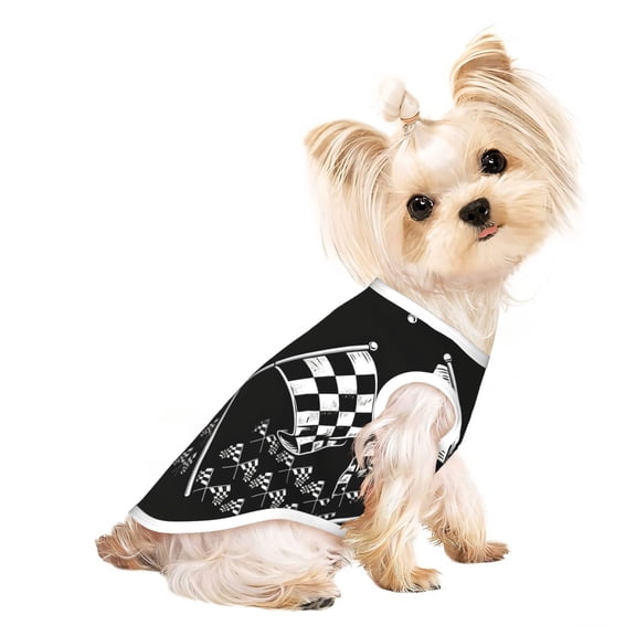 Dog Shirts Puppy Clothes Racing Checkered Flag Sleeveless Vests Pet T-Shirt for Cats Kittens and Small Dogs Small