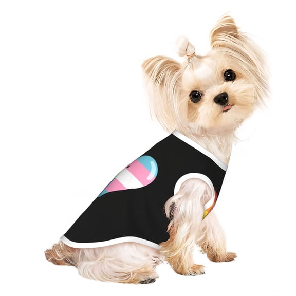 Dog Shirts Puppy Clothes Rainbow And Transgender Flag Heart Sleeveless Vests Pet T-Shirt for Cats Kittens and Small Dogs Large
