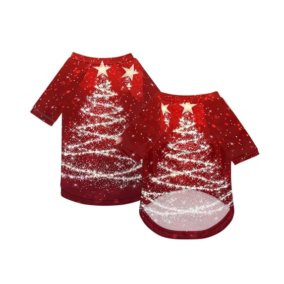 Dog Shirts for Small Dogs Featuring Red Christmas Tree Print Lightweight Pet Clothing, Festive Dog Clothes for Holiday Parties and Daily Wear, Christmas Gift Dog 1 Piece