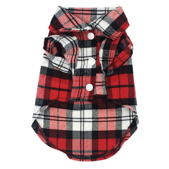 Dog Shirts Summer Plaid Dog Shirts Breathable Pet Puppy T-Shirt Dog Clothes For Small Medium Dogs Cat Red