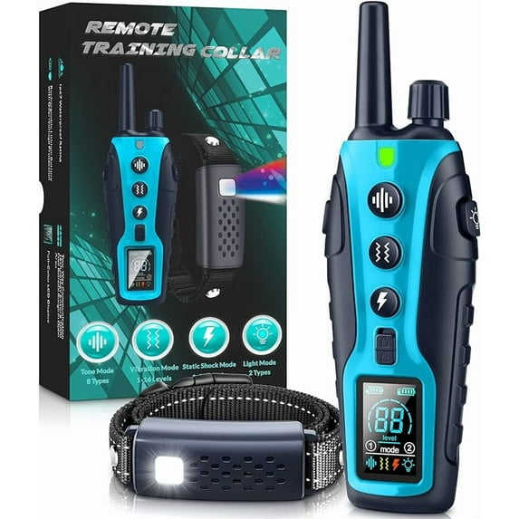 Dog Shock Collar 2 Dogs(15-150lbs) with Flashing Light for Night Walks,4000FT Dog Training Collar Adjustable Pitch Beep(1-8), Vibration(1-16), Safe Shock(1-99), and Keypad Lock, Shock Collar for Dogs