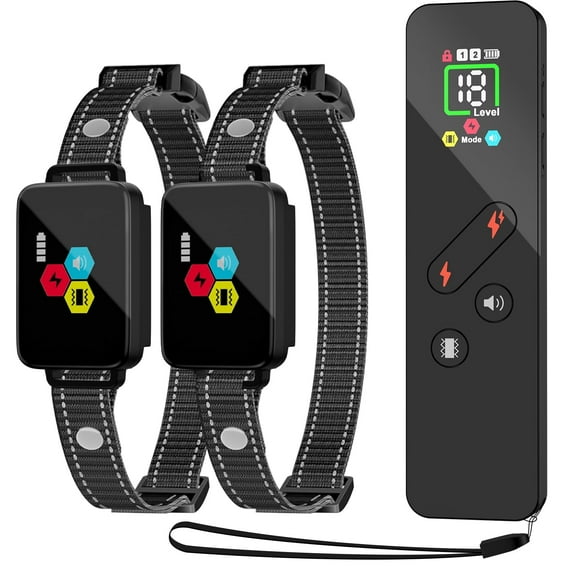 Dog Shock Collar for 2 Dogs, 3300FT Remote Dog Collars with 4 Training Modes, Hootek Dog Training Collar with Remote, Smart Color Screen Rechargeable E-Collar for Large Medium Small Dogs (8-120lbs)