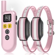 Dog Shock Collar 2 Dogs 7-120lbs - 3300Ft 4 in 1 Dog Training Collar with Romote-Beep,Vibration, Shock & Double Shock,IPX7 Waterproof e-Collar for Medium Large Breeds,Pink