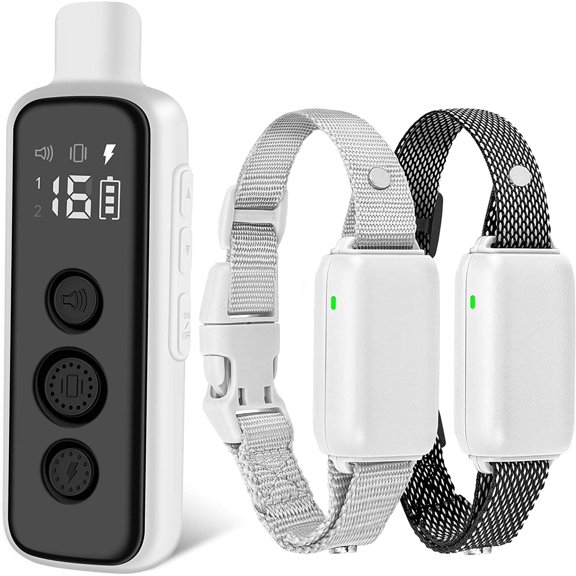 Dog Shock Collar for 2 Dogs - (8-120lbs) Waterproof Rechargeable Electric Dog Training Collar with Remote for Small Medium Large Dogs with Beep Vibration Safe Shock Modes(Grey)