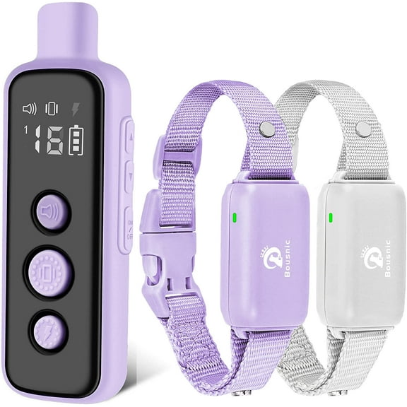 Dog Shock Collar for 2 Dogs - (8-120lbs) Waterproof Rechargeable Electric Dog Training Collar with Remote for Small Medium Large Dogs with Beep Vibration Safe Shock Modes(Grey)