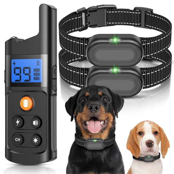 Dog Shock Collar for 2 Dogs, Dog Training Collar with Remote 2 Pack  for Large Medium Small Dogs, Rechargeable E-Collar Waterproof Collars with 3 Training Modes
