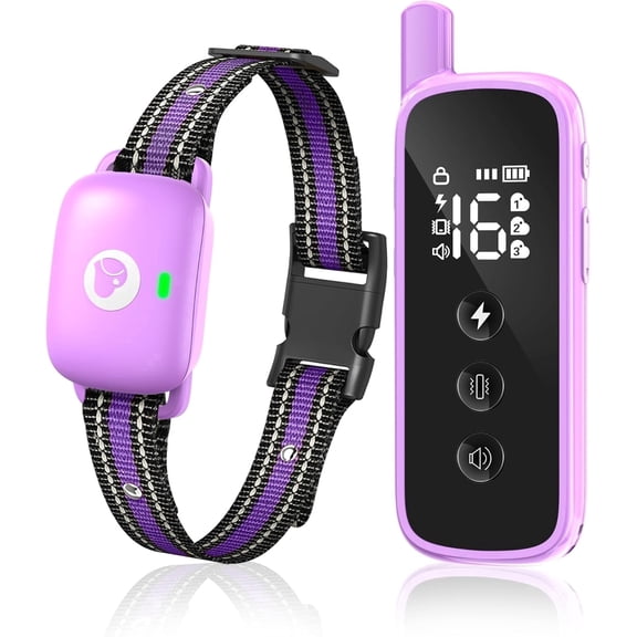Dog Shock Collar - 2600FT Dog Training Collar with Remote, 3 Modes(Beep/Vibration/Shock), Security Lock, IP68 Waterproof Rechargeable E-Collar for 10-120lbs All Breeds (Purple)