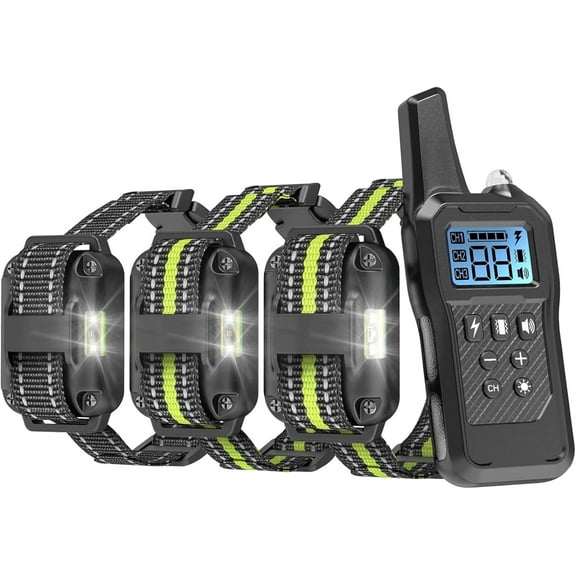 Dog Shock Collar 3 Pack - Dog Training Collar with Remote IP65 Waterproof E Collar for Dogs Training with Shock Vibrate Beep and Light Modes for Small Medium Large Dogs