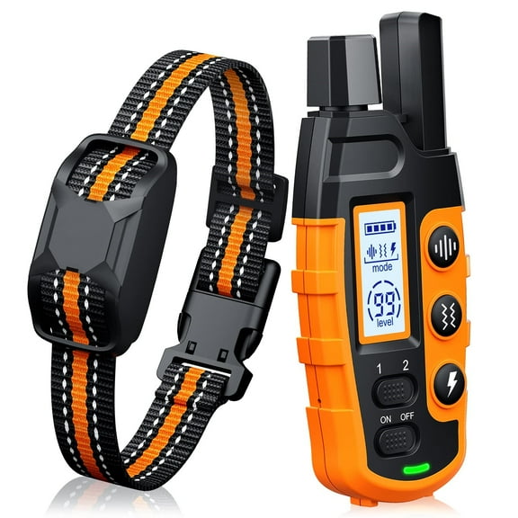 Dog Shock Collar - 3300Ft Dog Training Collar with Remote for 5-120lbs Small Medium Large Dogs Rechargeable Waterproof e Collar with Beep (1-8), Vibration(1-16), Safe Shock(1-99) (Orange)