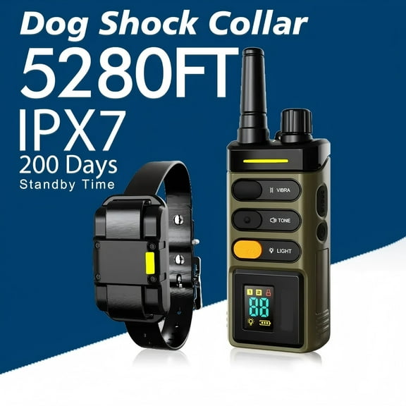 Dog Shock Collar - 5280FT Dog Training Collar With Remote Innovative With 3 Training Modes, Rechargeable E-Collar For All Breeds