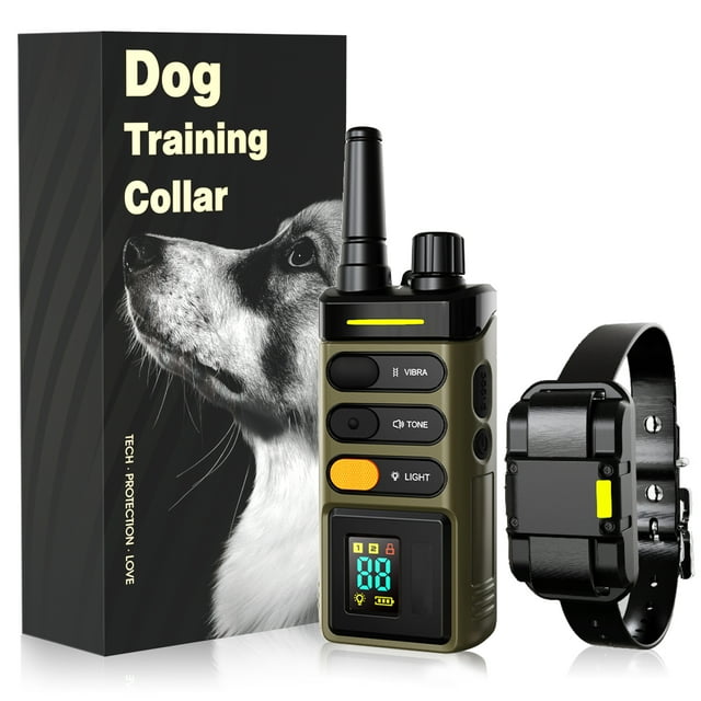 Dog Shock Collar, 5300FT （1mile） Range Remote Control Unit and Innovative Dog Training Collar with IPX7 Waterproofing, Rechargeable, Shock, Vibration, Beep, 8-120lbs