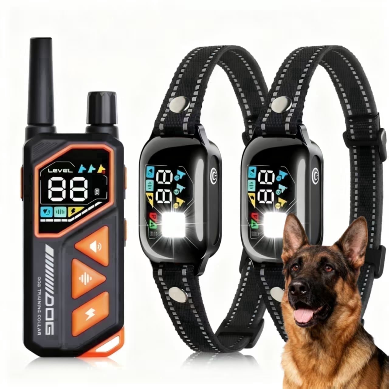 PetJoy 2 in 1 Dog Shock Collar with Remote 2 Dogs,3300Ft Dog Training Collar with 4 Modes,IPX7 Waterproof Bark Collar for Small to Large Dogs with Flashlight,2 Count