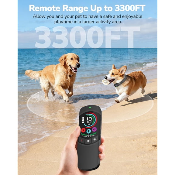 Dog Shock Collar with Remote Control, 3300FT Dog Training Collar with Beep/Vibration/Shock, Security Lock, IPX8 Waterproof Ecollar Rechargeable for Medium Large Dogs
