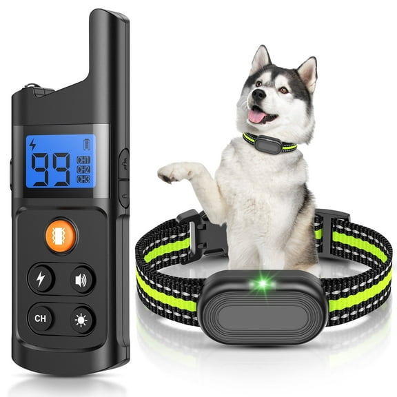Dog Shock Collar with Remote - Dog Training Collar 2600 ft Waterproof for Small Medium Large Dogs (15 - 100 lbs)- 3 Safe Training Modes, Rechargeable  Dog Bark Collars-Green