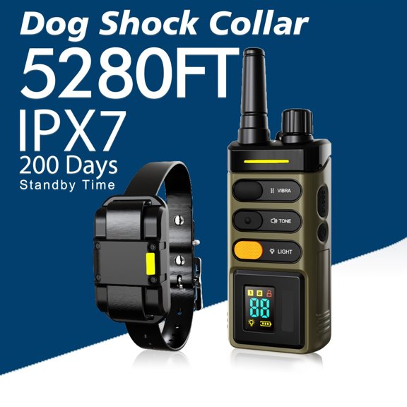 Dog Shock Collar (shock Collar For Dogs)-5280FT Dog Training Collar With RemoteInnovative IPX7 Waterproof With 3 Training Modes, Rechargeable E-Collar For All Breeds&dog Collar