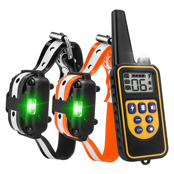 Dog Shock Collar with Remote Dog Training Collar Rechargeable Anti-Bark Training Device Adjustable for Small Medium Large Dogs (Reflect Ink Orange)