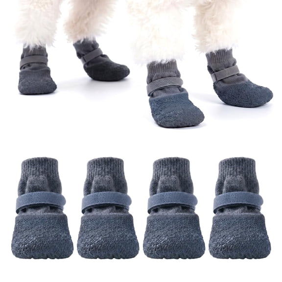 Dog Shoes 4Pcs Anti Slip Paw Protector Boots with Adjustable Straps, Water Resistant Pet Socks