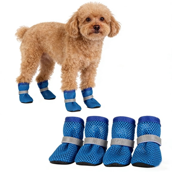 Dog Shoes Breathable Mesh Boots,Summer Breathable Dog Boots Nonslip Sole Paw Protector for Small Medium Dogs,Reflective Adjustable Non Slip Paw Protectors for Small Dogs Cat Puppy.