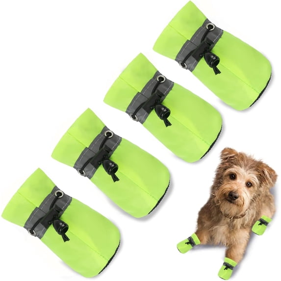 Dog Shoes Dog Boots & Paw Protector, Anti-Slip Sole Winter Dog Booties with Reflective Straps Dog Snow Boots for Small Medium Dogs 4PCS