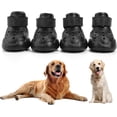 thumbnail image 1 of Dog Shoes, Dog Sandals for Hot Pavement, Non-Slip Waterproof Dog Booties for Winter Snowy Day and Summer, Adjustable Straps Easy-Clean Beach Outdoor Pet Boots Rugged Sole-4Pcs,Black,L, 1 of 6