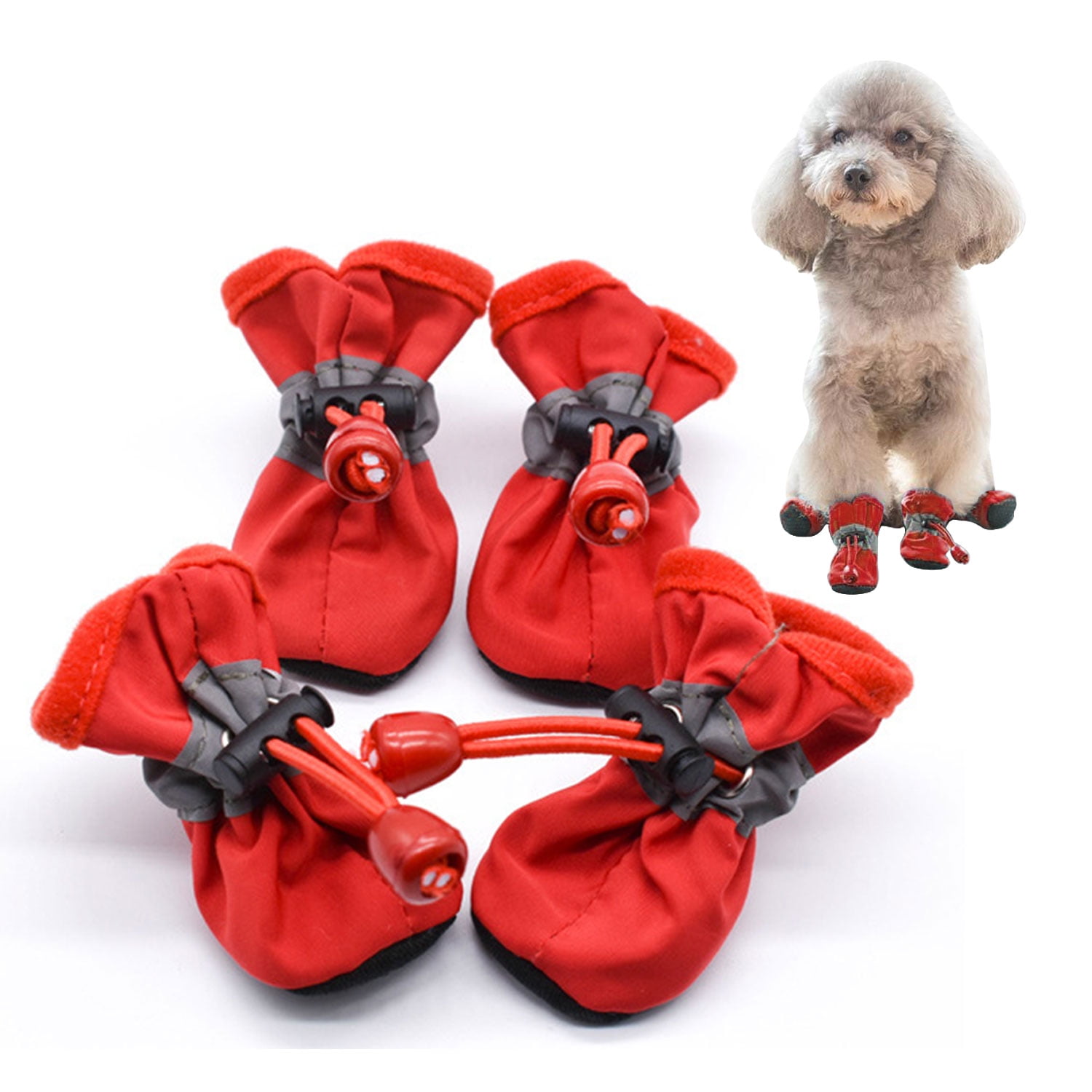 Dog Shoes for Hot Pavement, Puppy Booties with Reflective Straps, Anti
