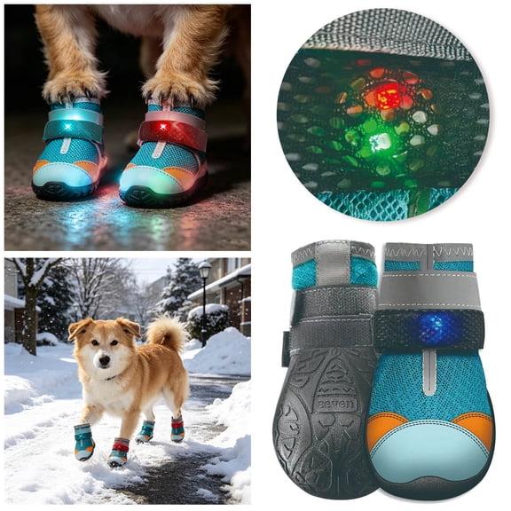 Dog Shoes LED Motion Activated Puppy Boots Non Slip Rubber Paw Protective Footwear Breathable Mesh Shoes For Small Medium Dogs Night Walking Summer Outdoor Hiking Daily Use 1‑8 Sizes Blue - 1