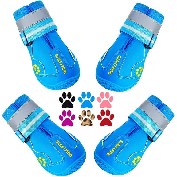 Dog Shoes for Large Dogs, Medium Dog Boots & Paw Protectors for Winter Snowy Day, Summer Hot Pavement, Waterproof in Rainy Weather, Outdoor Walking, Indoor Hardfloors Anti Slip Sole