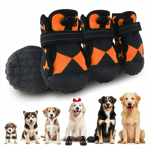 Dog Shoes for Large Small Medium Dogs,Waterproof Dog Boots & Paw Protectors with Breathable Mesh for Summer Hot Pavement,Anti-Slip Dog Booties for Hiking Hardwood Floors Winter Snow