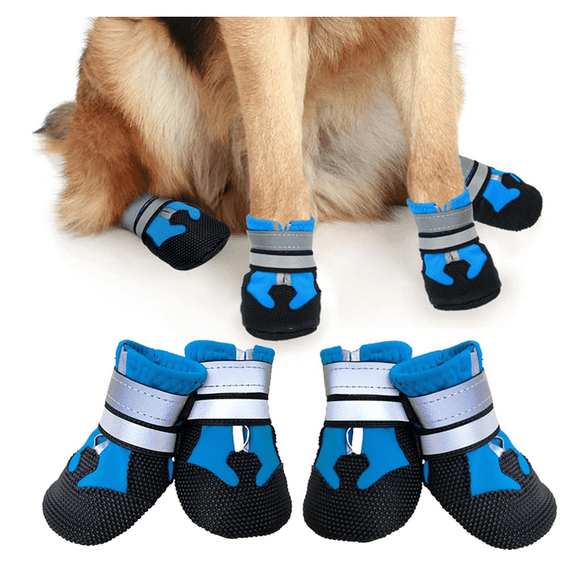 Dog Shoes for Large Small Medium Dogs,Waterproof Dog Boots & Paw Protectors with Breathable Mesh for Summer Hot Pavement,Anti-Slip Dog Booties for Hiking Hardwood Floors Winter Snow - (Blue,XL)