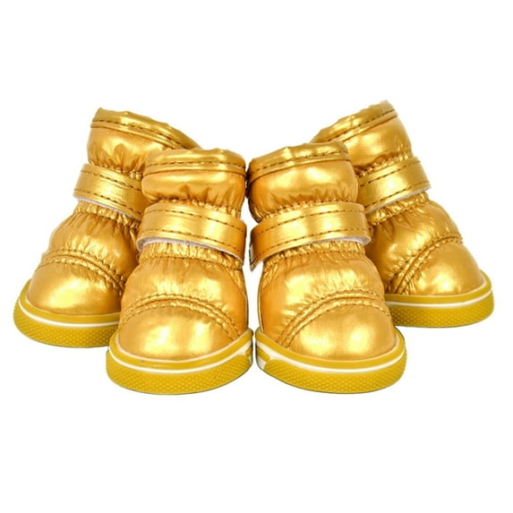 Dog Shoes, Non-Slip Sole Dog Boots for Hot Pavement, Adjustable Waterproof Dog Paw Protector, Outdoor Dog Booties for Small Medium Dogs,Gold,Size1