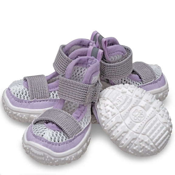 Dog Shoes: Non-Slip Waterproof Sandals for Hot Pavement, Breathable Perforated Boots, Ideal Paw Protector, Outdoor Booties (Purple, 40)