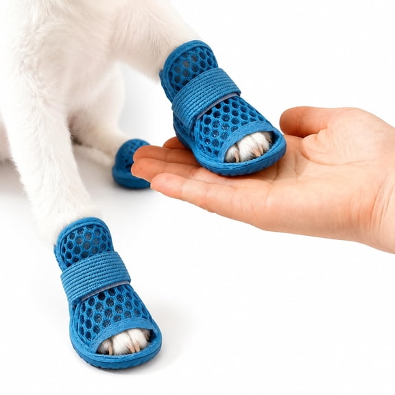 Dog Shoes, Puppy Waterproof Boots Shoes Pet Shoes Solid Color Anti-Skid Rubber Sole Dog Sandals Shoes for Outdoor Dog Sneakers Solid Color for Walking 4Pcs