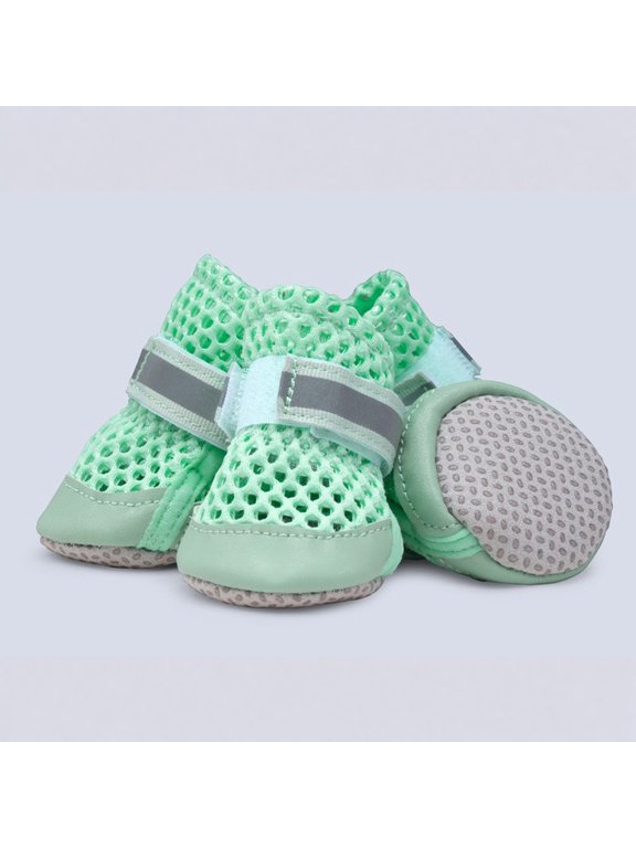 Dog Shoes for Small Dogs, Hot Pavement Summer Puppy Dog Boots & Paw Protectors with Soft Anti-Slip Rubber Sole, Mesh Breathable Dog Booties for Hardfloors, Walking Running(L,Green)