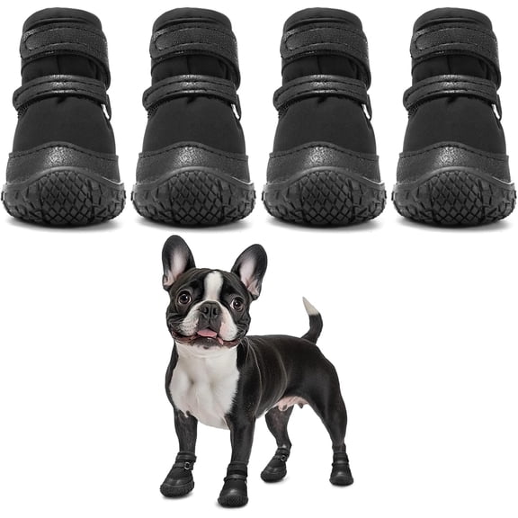 Dog Shoes for Small Dogs, Puppy Dog Boots & Paw Protectors for Winter Snowy, Summer Hot Pavement, Outdoor Walking Adjustable Small Dog Shoes, Indoor Hardfloors Anti Slip Dog Booties