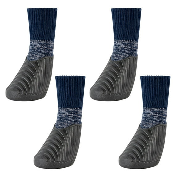 Dog Shoes, Waterproof Anti-Slip Dog Boots and Paw Protectors for Hiking/Walking/Outdoor/Floor, Breathable and Reflective Dog Socks for Small Medium Large Dogs Gray+Dark Blue XL