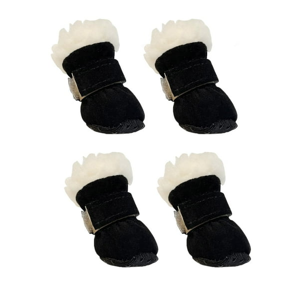 Dog Shoes for Winter, Dog Boots & Paw Protectors, Warm Snow Booties for Puppy Anti- Rubber Sole for Small Medium Size Dogs, Four Size, Black